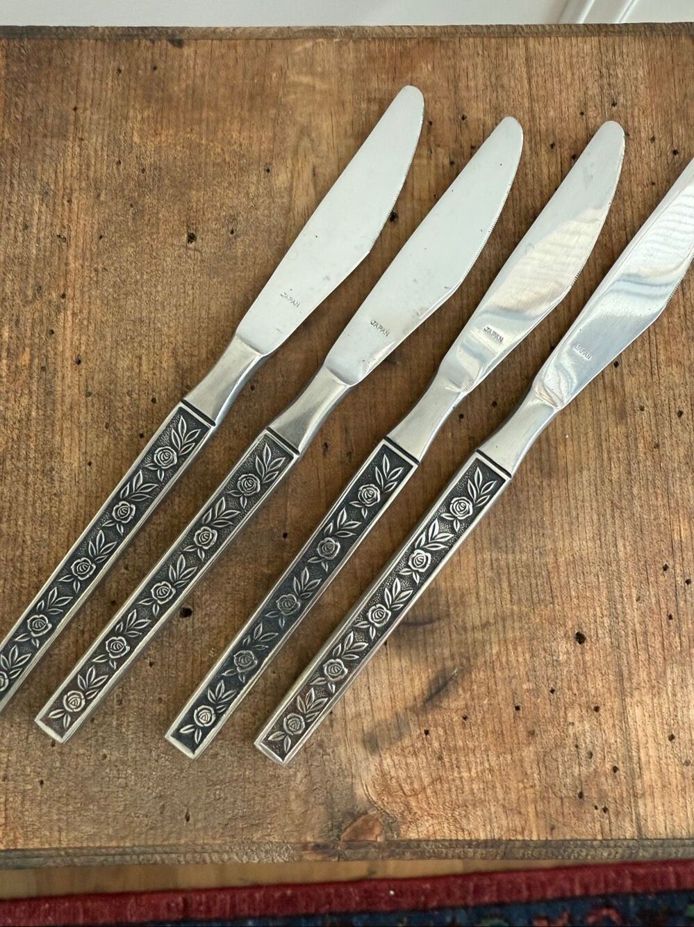 Vintage 4pc MCM 60s 70s Interpur Mexicali Rose Stainless Steel Japan Knife Knive